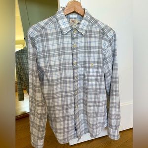 Faherty Slim Fit Everyday Button Down Shirt, Small, White Gray and Light Blue